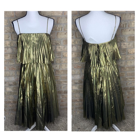 J. Crew Dresses & Skirts - NWOT J.Crew Collect. Gold Lamé Pleated Dress - I86
